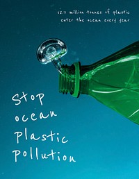 Plastic pollution editable template psd environment flyer