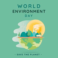 Environment social media post vector editable template save the planet