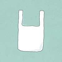 Reusable plastic bag psd doodle illustration earth friendly living