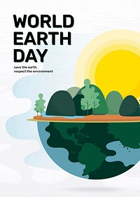 World earth day poster vector editable template