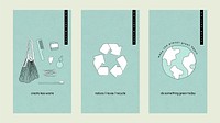 Go zero waste vector social media story template set