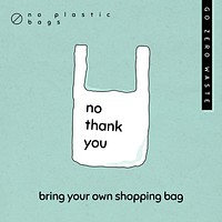 No plastic bag vector social media template