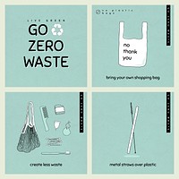 Go zero waste vector social media template set