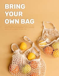 Bring your own bag template psd poster to loving the earth