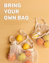 Bring your own bag template vector poster to loving the earth