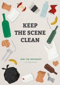 Go zero waste psd template, keep the scene clean poster