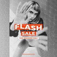 Sale template vector with retro red background for fashion and trends influencers concept