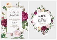 Wedding invitation card template vector flower design