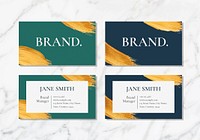 Gold border business card vectors collection