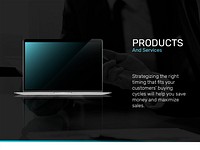 Business plan presentation template psd products and services page
