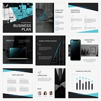 Professional business presentation template vector social media post set