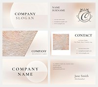 Business card template vector in beige for beauty brand set in feminine theme