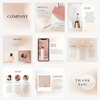 Business presentation slide template vector introduction in earth tone set