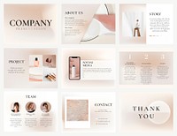 Business presentation slide template psd introduction in earth tone set