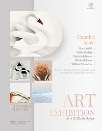 Art exhibition flyer template psd editable design in simple theme