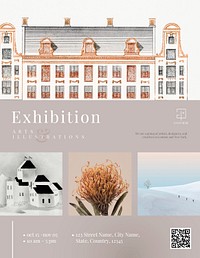 Art exhibition flyer template psd editable design in minimal theme