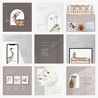 Aesthetic business slide template vector editable minimal design for art company collection