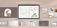 Aesthetic business presentation slide psd template with laptop