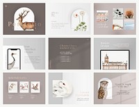 Aesthetic business slide template vector editable minimal design for art company collection