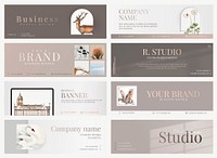 Aesthetic business banner vector editable design in minimal for art company collection