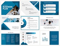 Editable business presentation template vector in modern design set