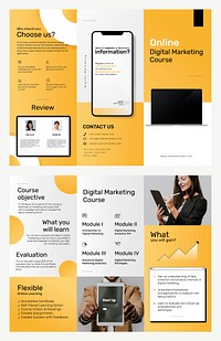 Tri-fold business course brochure template psd for digital marketing