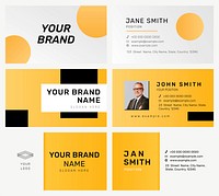 Vibrant business card template vector in yellow collection