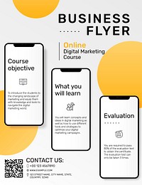 Editable business flyer template psd with mobile screen mockups