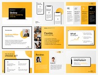 Digital marketing business template psd social media post set in yellow theme