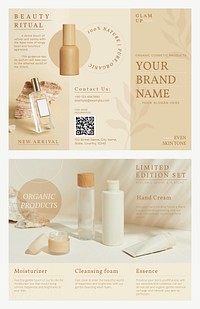 Organic skincare brochure templates vector