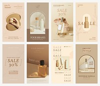 Cosmetic industry template vector set for social media story