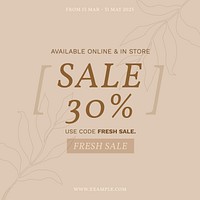 Sale template vector for social media in earth tone