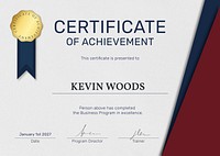 Professional award certificate template psd in red abstract design