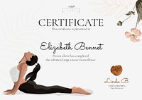 Floral yoga certificate template vector in feminine style