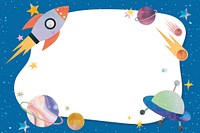 Cute galaxy blue frame vector on white background in for kids