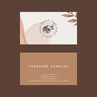 Editable business card template vector in minimal botanical design