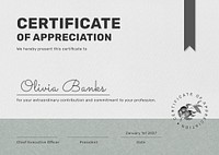 Editable certificate template vector in minimal botanical design