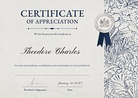 Vintage floral certificate template vector in classy style