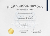 Paper texture certificate template vector with ornaments for high school