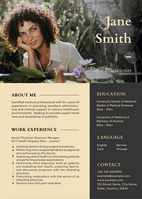 Photo attachable resume template vector in luxury style