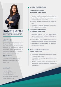 Photo attachable resume template vector in abstract style