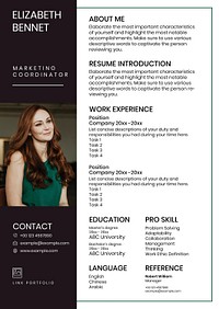 Classy resume editable template psd in black and white