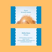 Summer business card template vector with tropical background