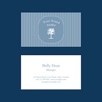 Summer business card template vector with tropical background