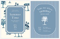 Blue summer flyer template psd tropical background