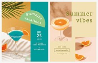 Colorful summer flyer template psd tropical background