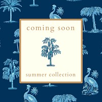 Summer collection ad template vector with tropical background 