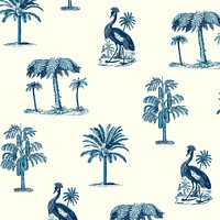 Tropical pattern vector summer background in blue tone