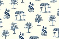 Tropical pattern vector summer background in blue tone