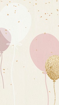 Luxury balloon vector wallpaper celebration in pink and gold tone
